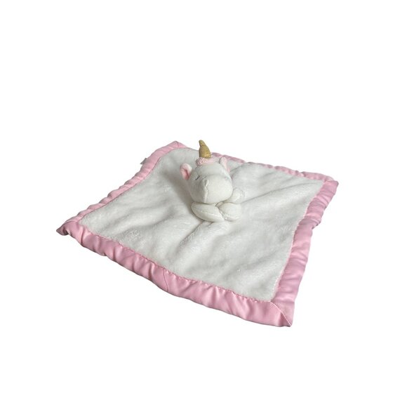 Carters Unicorn Baby Lovey Security Blanket With Pink Satin Trim Plush Toy Accen - Picture 1 of 4